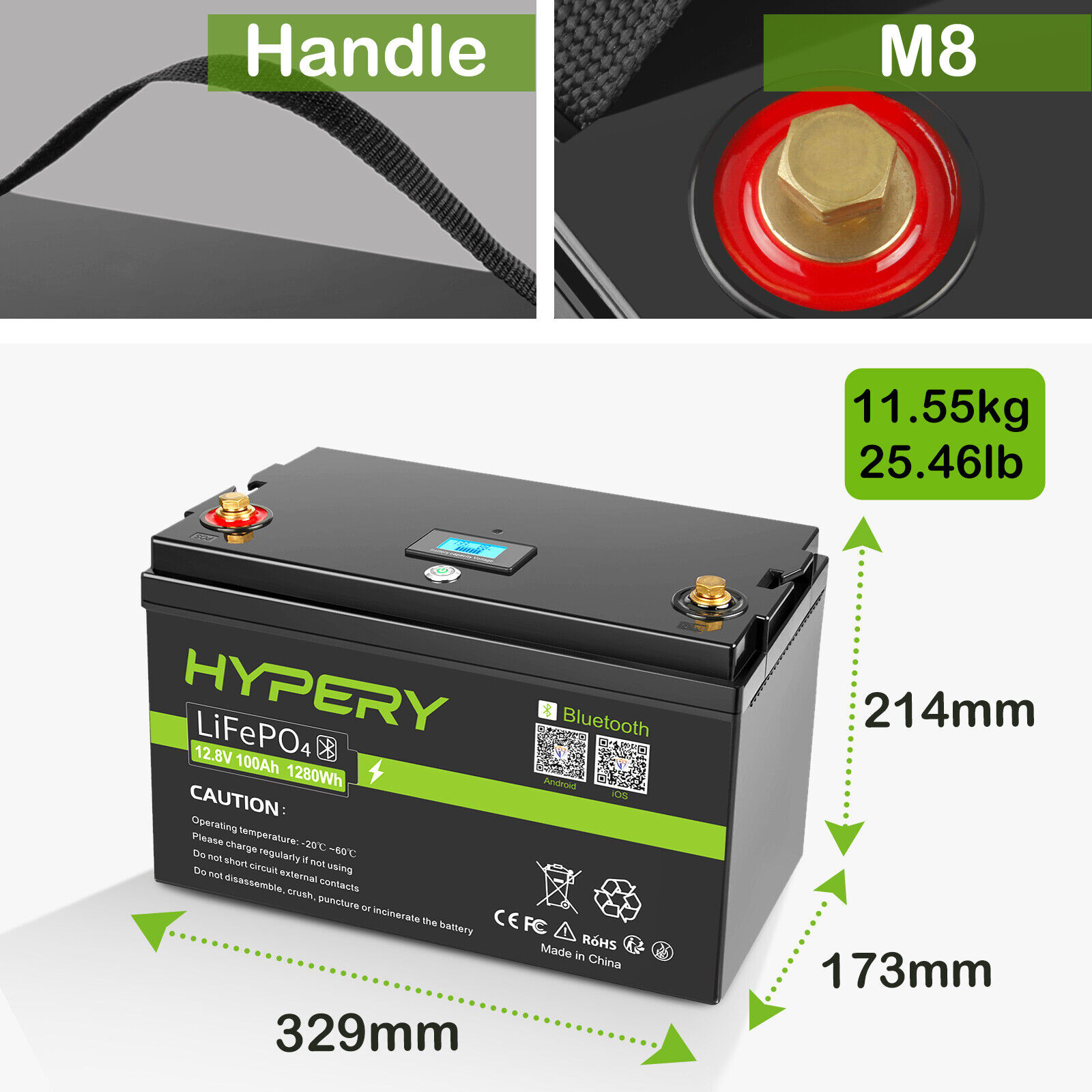 12.8V 100Ah LiFePO4 Battery for Solar RV