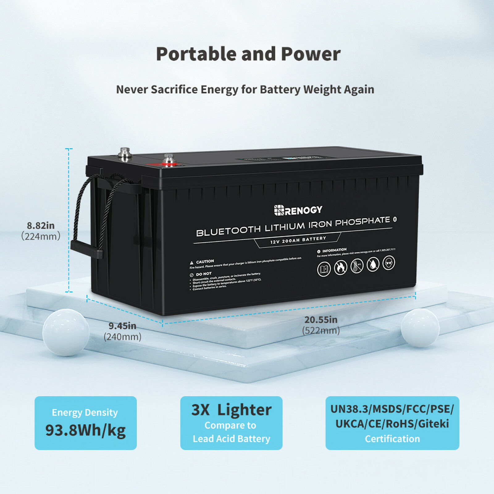 Renogy 12V 200Ah Bluetooth Lithium Battery for Solar