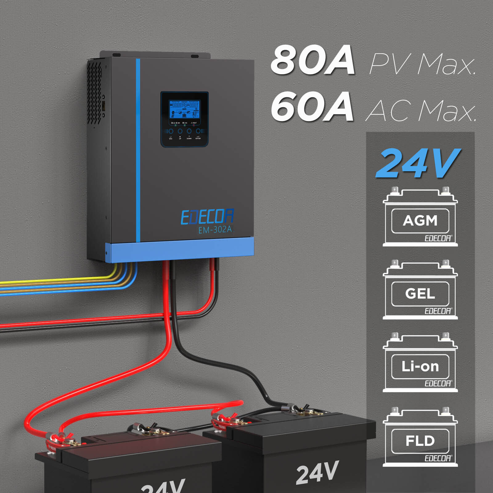 EDECOA Hybrid Inverter 240V MPPT Solar Off Grid
