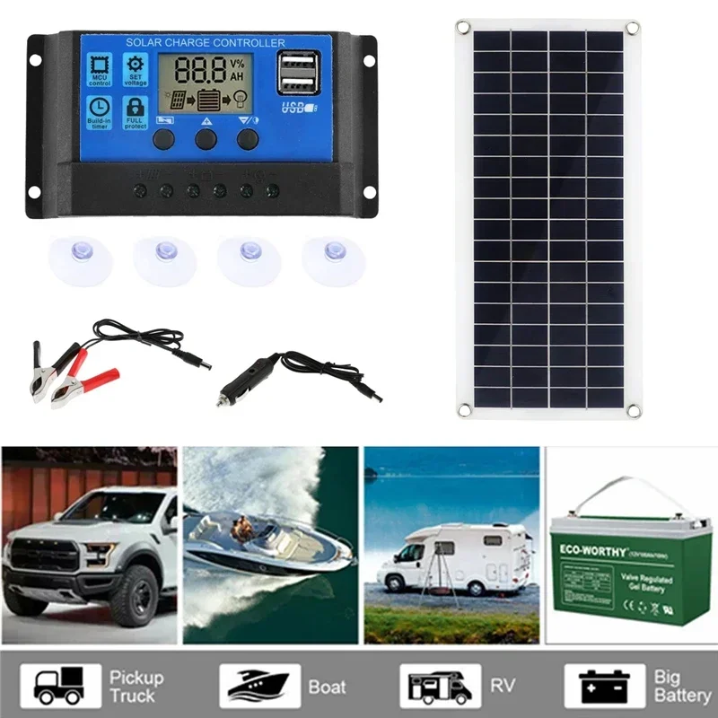 1000W 12V Solar Panel with Controller - Phone RV Car MP3 PAD Charger
