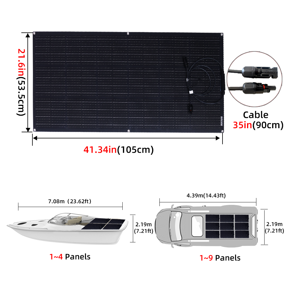Flexible Monocrystalline Solar Panel Charger 1000W 12V