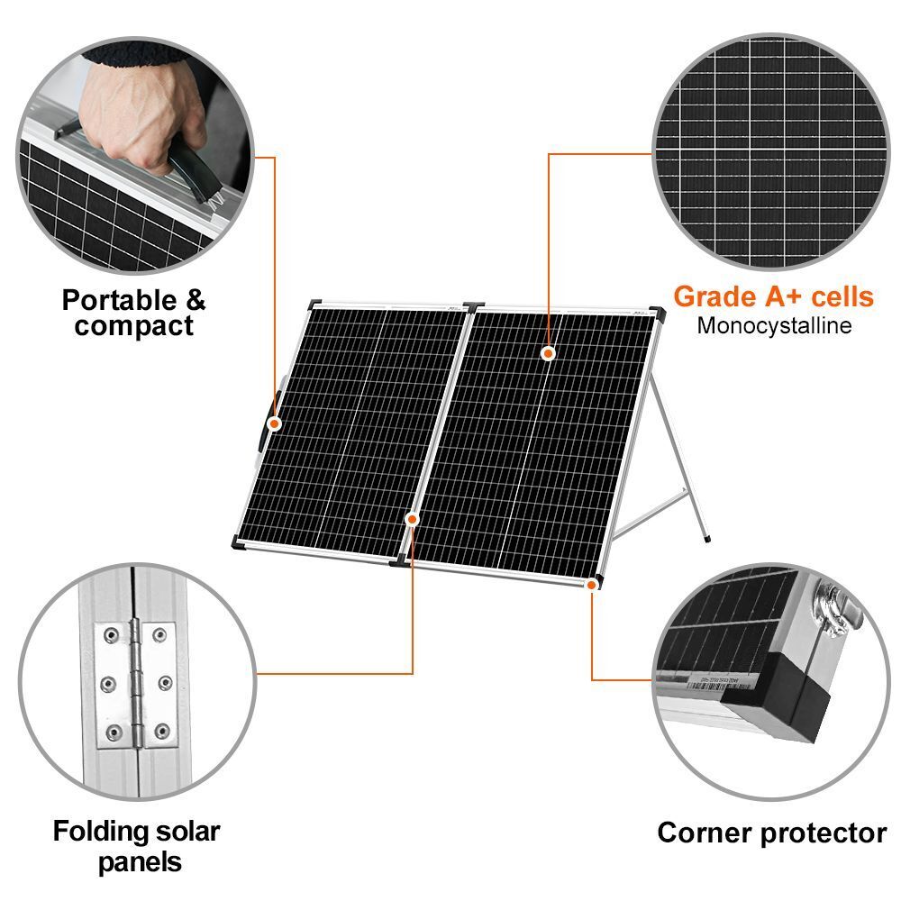 Dokio 100W Foldable Solar Panel for Car/Camper/RV/Home/Garden