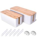 Large Wooden Cable Management Box – 2 Pack