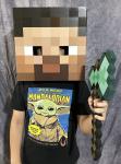Minecraft Steve Block Head Mask and Axe Props