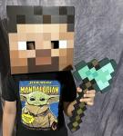 Minecraft Steve Block Head Mask and Axe Props