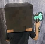 Minecraft Steve Block Head Mask and Axe Props