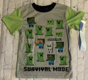 Minecraft Boys Medium Survival Mode Short Sleeve Tee