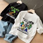 Minecraft Cartoon Birthday Long Sleeve T-Shirt for Kids