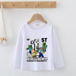 Minecraft Cartoon Birthday Long Sleeve T-Shirt for Kids