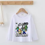 Minecraft Cartoon Birthday Long Sleeve T-Shirt for Kids