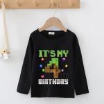 Minecraft Cartoon Birthday Long Sleeve T-Shirt for Kids