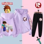 Minecraft Cartoon Hoodie and Pants Set for Kids