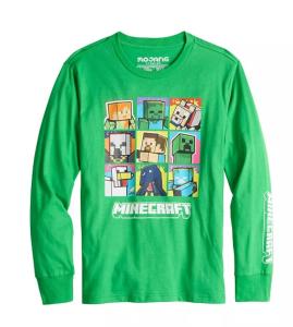 Boys Minecraft Character Squares Long Sleeve Shirt