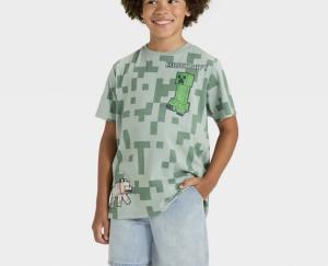Minecraft Boys Creeper and Dog Graphic T-Shirt