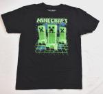 Minecraft Boys Creeper Grid Black T-Shirt