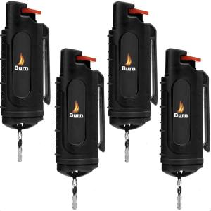 BURN Max Strength Pepper Spray Keychain - 4 Pack