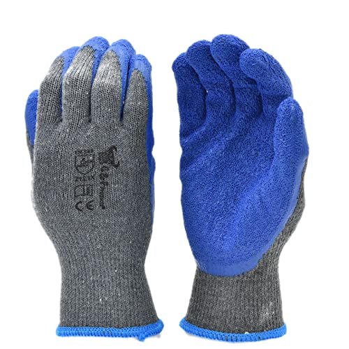 12 Pairs Medium Rubber Coated Work Gloves