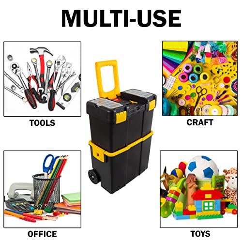 Stackable Portable Tool Box with Wheels and Handles