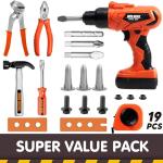 19-Piece Kids Tool Set with Electronic Drill