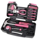 39-Piece Household Tool Set with Toolbox - Pink