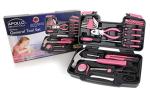 39-Piece Household Tool Set with Toolbox - Pink
