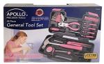 39-Piece Household Tool Set with Toolbox - Pink