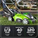 Greenworks 40V 16" Cordless Lawn Mower with Battery