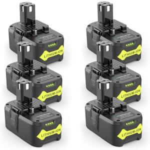 Stairlie 6 Pack 6.0Ah 18V Lithium Batteries for RYOBI