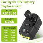 Stairlie 6 Pack 6.0Ah 18V Lithium Batteries for RYOBI