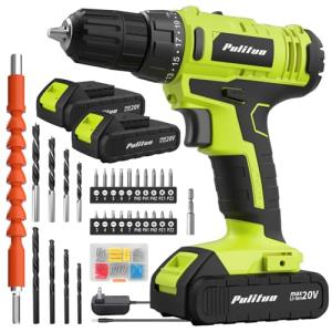 PULITUO 20V Cordless Drill/Driver with 2 Batteries