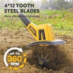 Alloyman 20V Cordless Tiller with Batteries and Charger