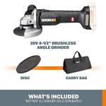Worx 20V Cordless Angle Grinder with Brushless Motor