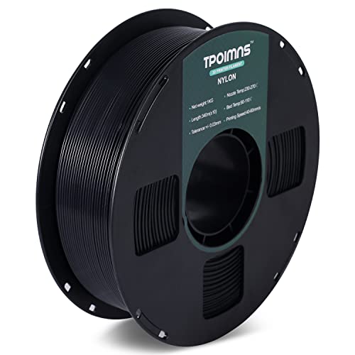 TPOIMNS 1.75mm Black Nylon Filament, 1kg Spool