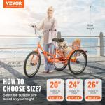 VEVOR 20-Inch Folding Adult Tricycle with Basket