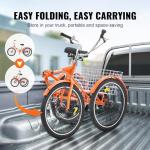 VEVOR 20-Inch Folding Adult Tricycle with Basket