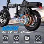 14" Electric Folding Bike for Adults, 20MPH