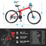 Ktaxon 21-Speed Folding Mountain Bike 26" Red