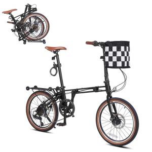 BGGFNZ 20" 7-Speed Folding Bike with Basket