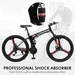 Ktaxon 26 Inch Folding Bike, 21 Speeds Foldable Bikes for Adults, Bicycle for Men & Women with Full-Suspension, Unique 3 Spoke Alloy Wheel, Dual Disc Brake, Quick Release and Adjustable Saddle(Black)