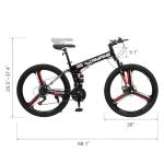 Ktaxon 26 Inch Folding Bike, 21 Speeds Foldable Bikes for Adults, Bicycle for Men & Women with Full-Suspension, Unique 3 Spoke Alloy Wheel, Dual Disc Brake, Quick Release and Adjustable Saddle(Black)