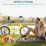 YITAHOME 24 Inch Adult Tricycle, 7 Speed 3 Wheel Bikes, Trike for Adults with Front & Rear Baskets, Cruiser Bike for Seniors Women Men Commute Picnic Outdoor, Yellow