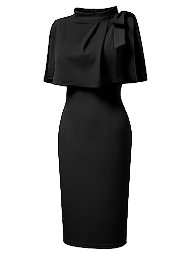 Chic Black Cocktail Dress with Elegant Collar - XL
