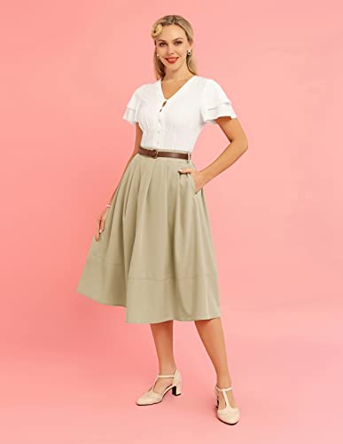 Women's Pleated Midi Skirt: Vintage Retro Style