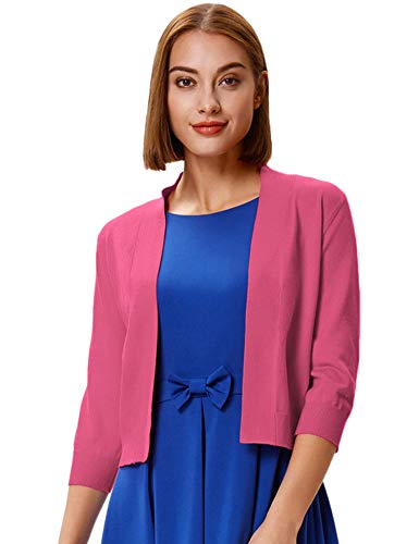 Grace Karin Women's Cropped Retro Sweater Coat (Brink Pink)