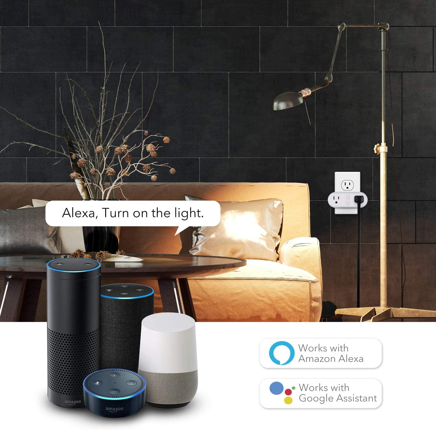 Smart WiFi Dual Socket Plug - Works with Alexa & Google Home