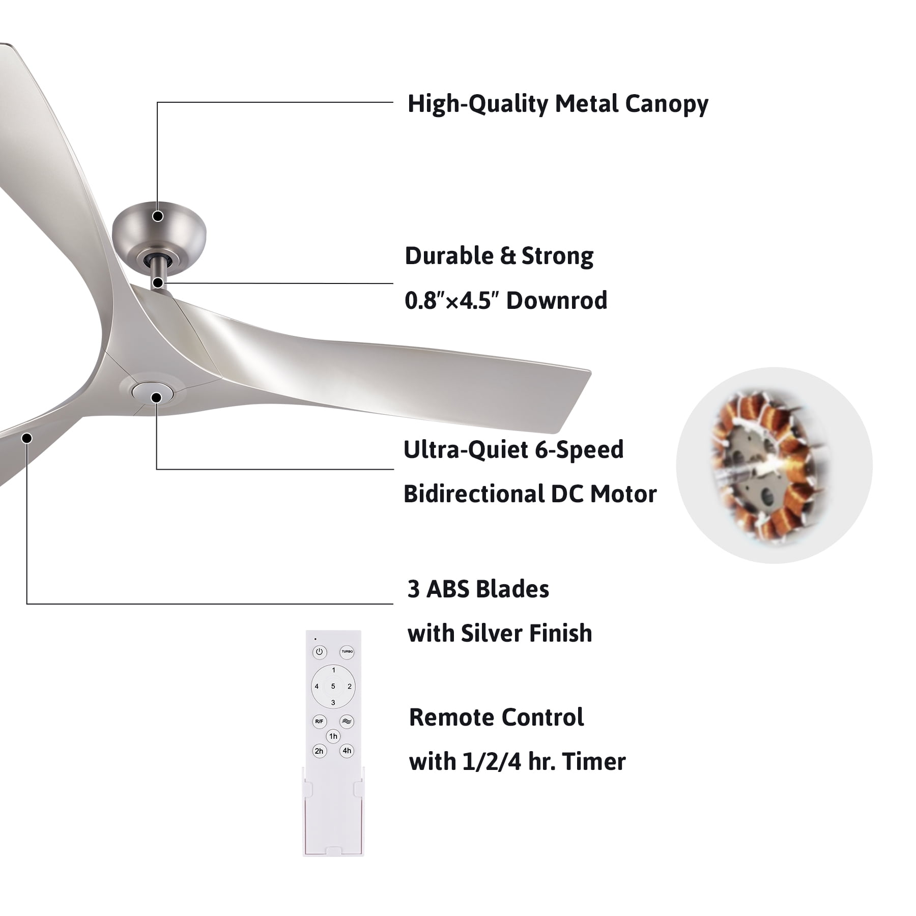 Smart Ceiling Fan with Remote Control - 52