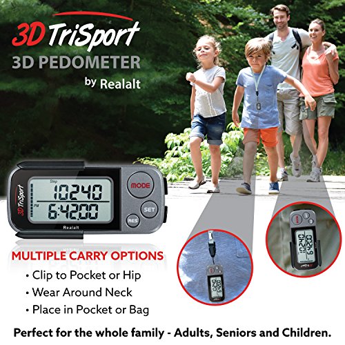 3DTriSport 3D Pedometer with Clip and Strap