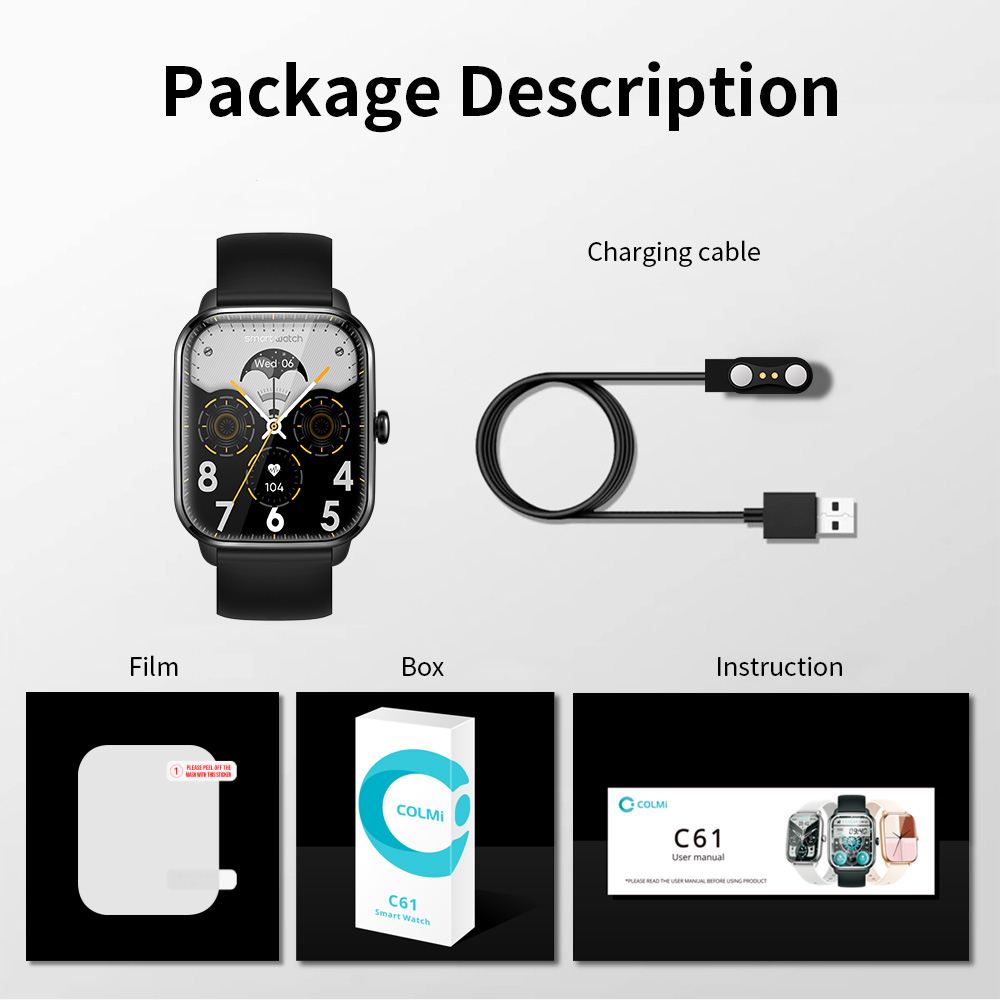 COLMI C61 Smartwatch - 1.9" Full Screen Bluetooth Fitness Tracker
