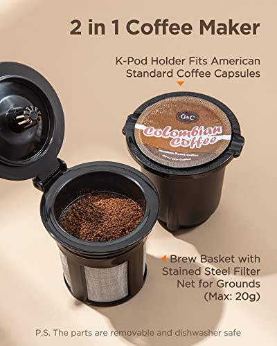 Mini Coffee Maker for K Cup & Ground Coffee