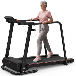 Safe Foldable Treadmill for Seniors with Balance Handrails